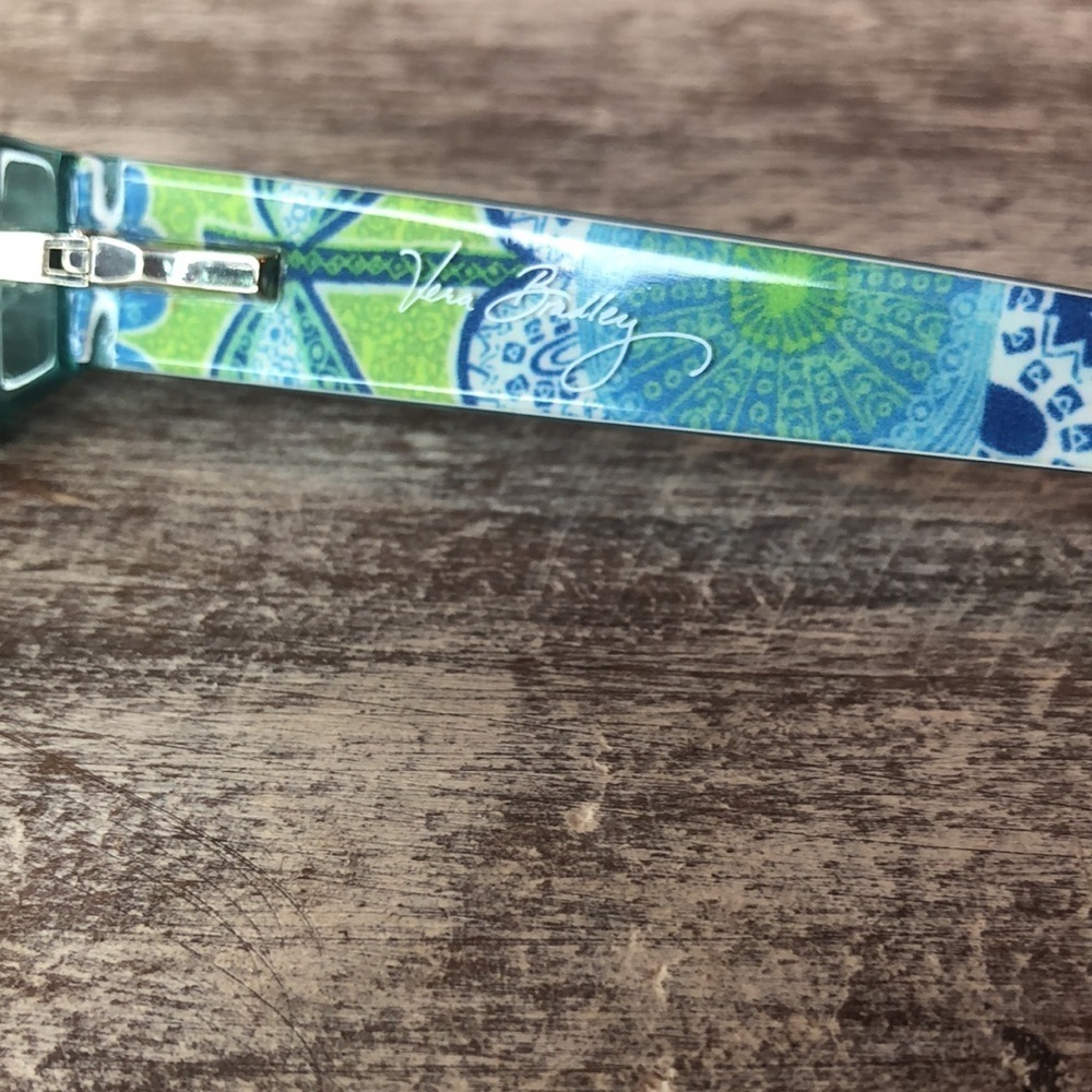 Vera Bradley Black Eyeglass frames Blue Lime accent colors plus eyeglasses case - Picture 5 of 12